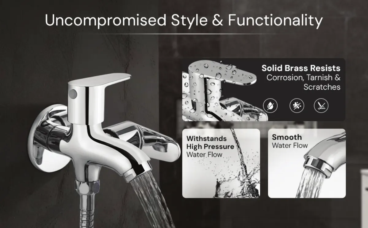 Uncompromised style and function: solid brass resists corrosion, withstands high pressure, smooth water flow