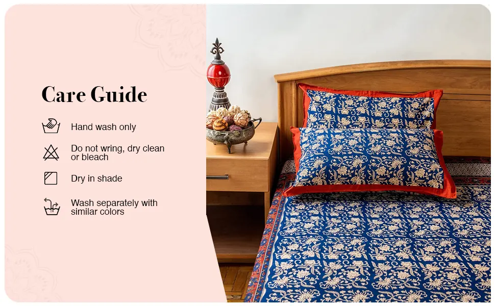 Care guide: hand wash only, do not wring, dry clean or bleach, dry in shade, wash separately
