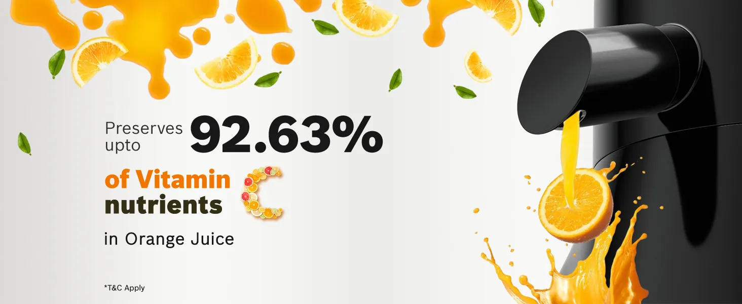 Keeps up to 92.63% of the vitamin C in orange juice