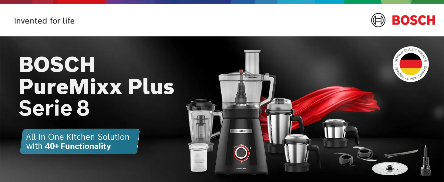 A black mixer grinder and food processor with its jars: an all-in-one kitchen solution with 40+ functions