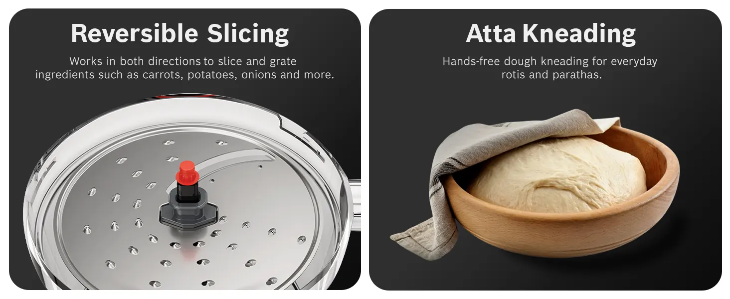 Reversible slicing, and atta kneading
