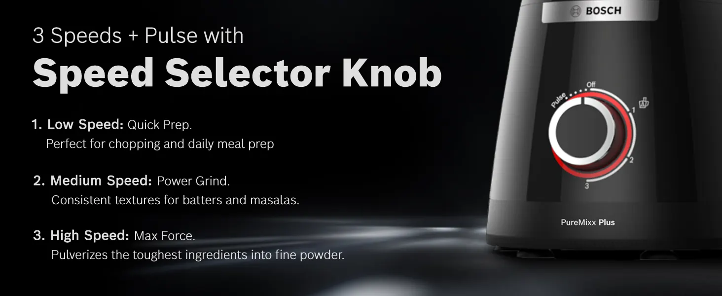 Three speeds and pulse, on one speed selector knob