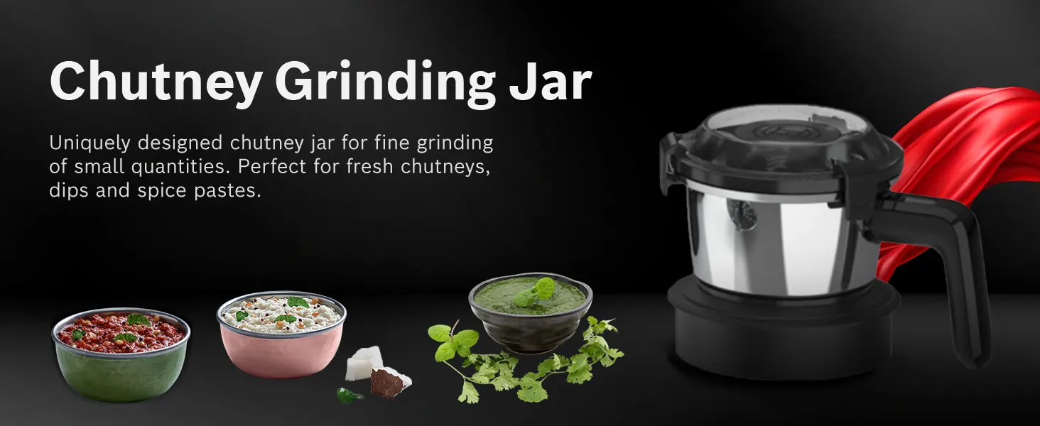 Chutney grinding jar, for fresh chutneys, dips and spice pastes