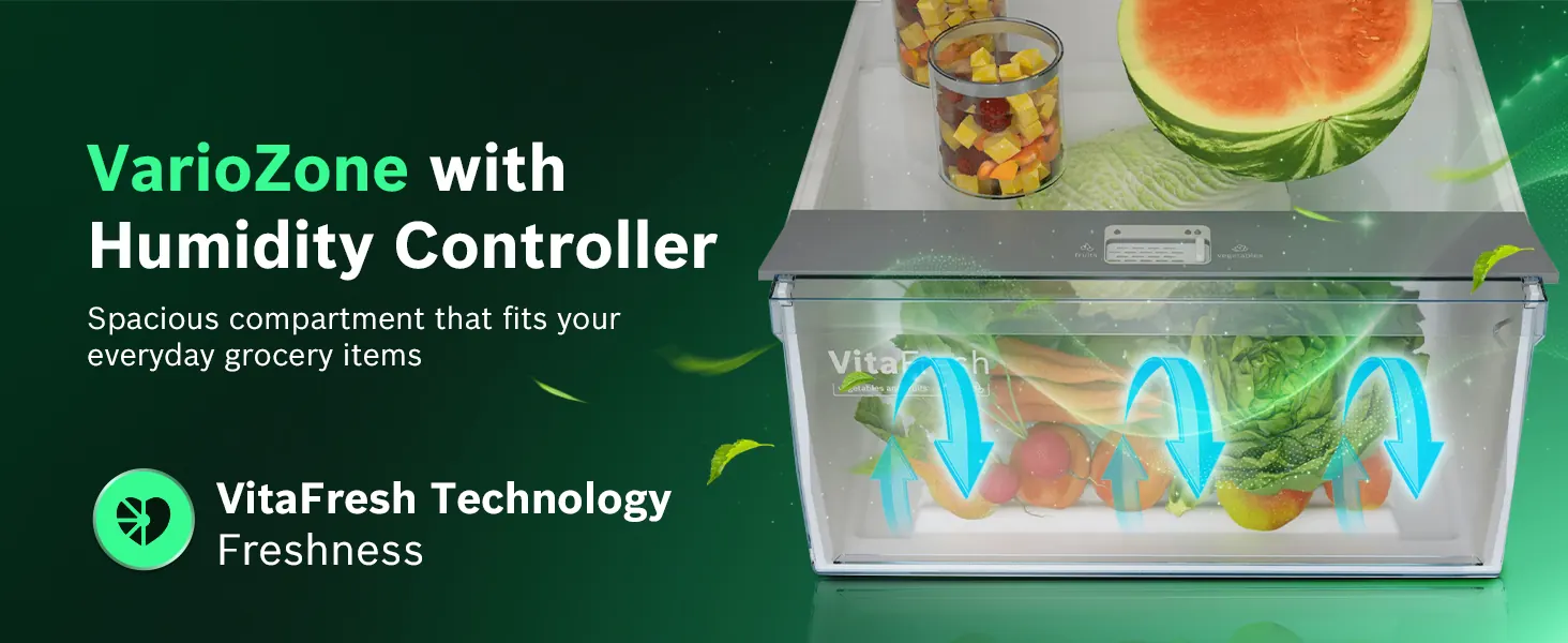 A drawer with a humidity controller, for fruit and vegetables