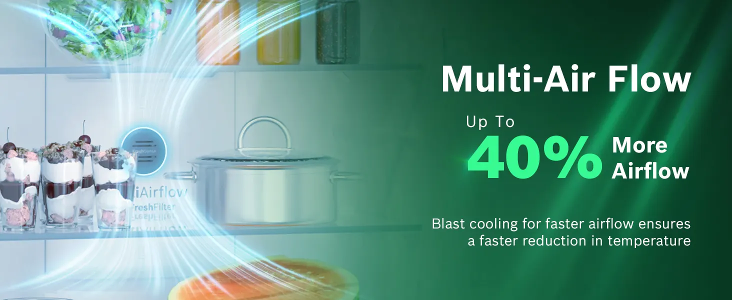 Multi-air flow: up to 40% more airflow, for faster cooling