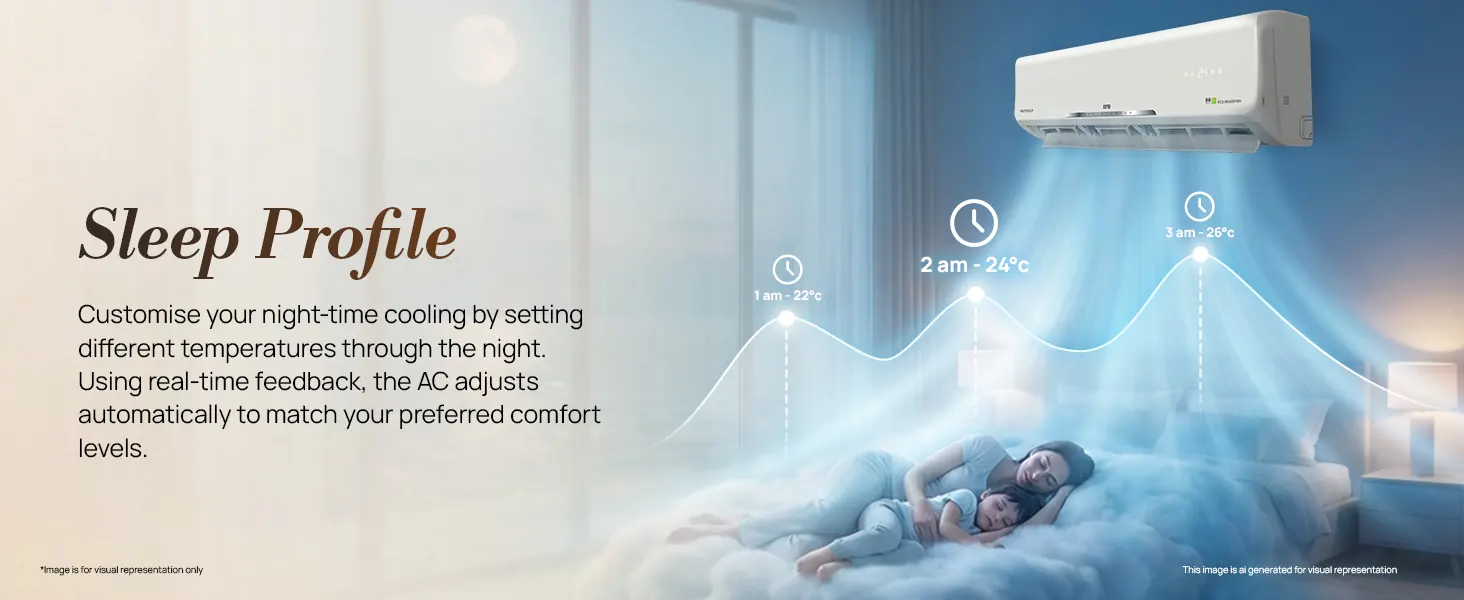 Sleep profile: different temperatures through the night, adjusted automatically